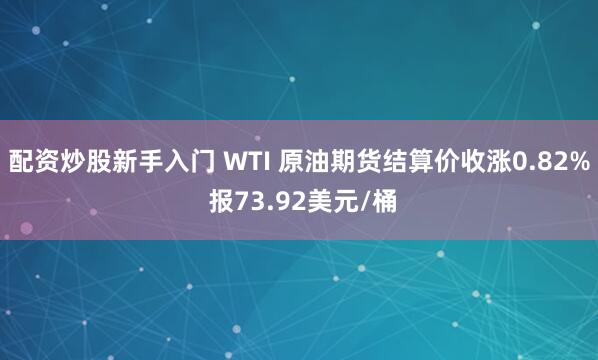 配资炒股新手入门 WTI 原油期货结算价收涨0.82% 报73.92美元/桶