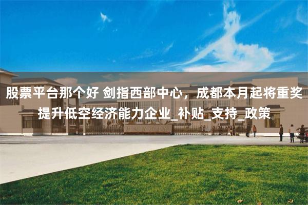 股票平台那个好 剑指西部中心，成都本月起将重奖提升低空经济能力企业_补贴_支持_政策